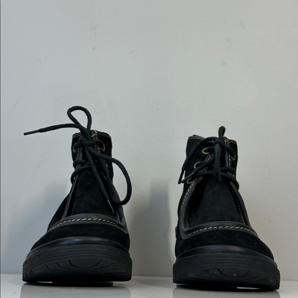 Fly London Wins Black Suede Block Heel Lace Up Ankle Boots Size 37(6.5-7) - Picture 4 of 14